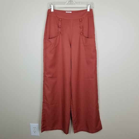 Unique Vintage Pants - Unique Vintage High Waist Orange Wide Leg Pant 70s